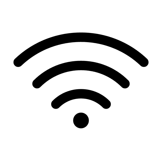 A simple black silhouette of a cat.